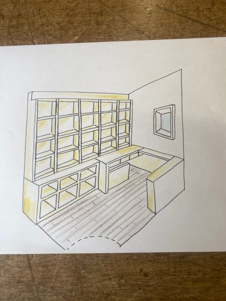 H様邸　書斎の本棚